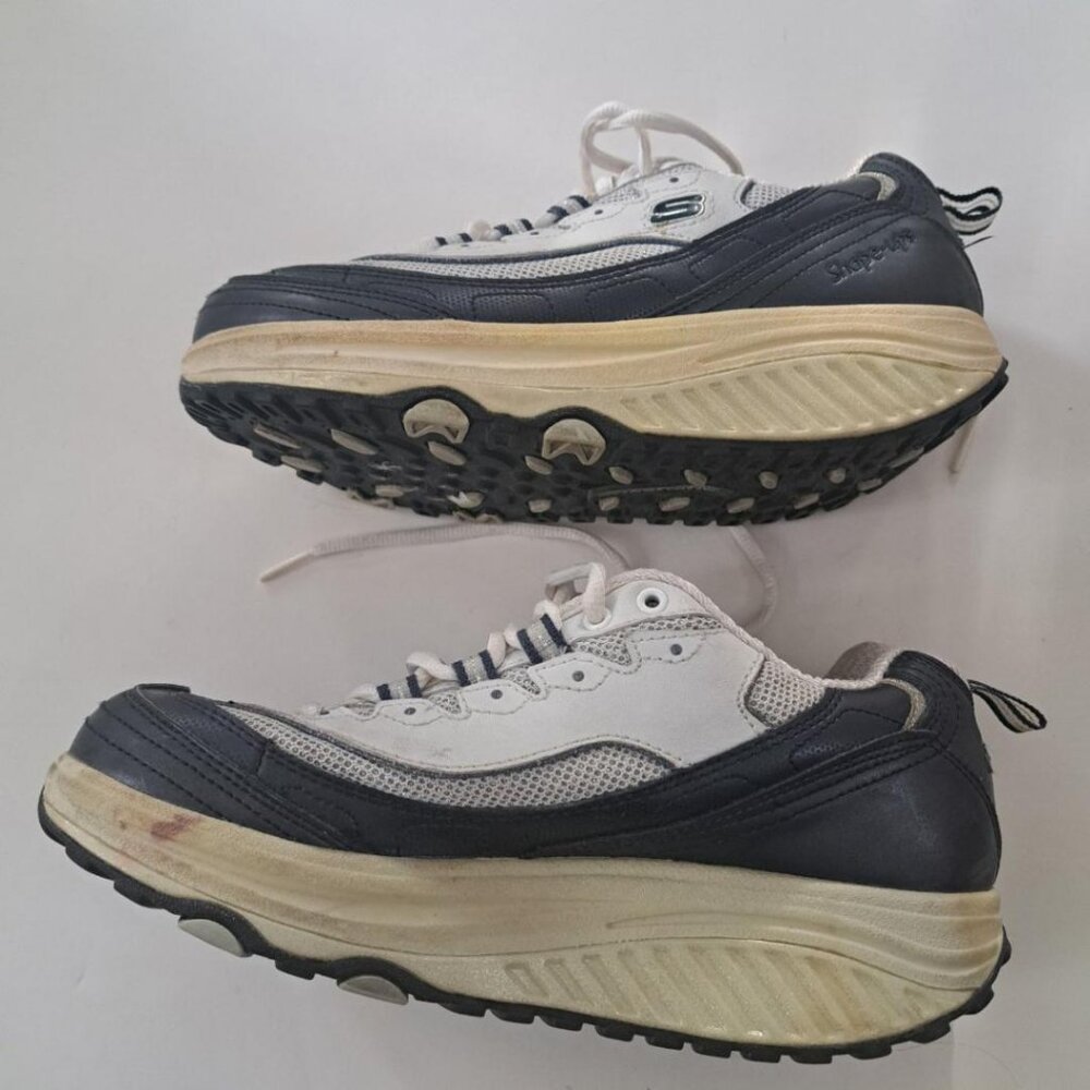 Skechers Shape-Ups Toning Walking Shoes Size 7.00 women white navy